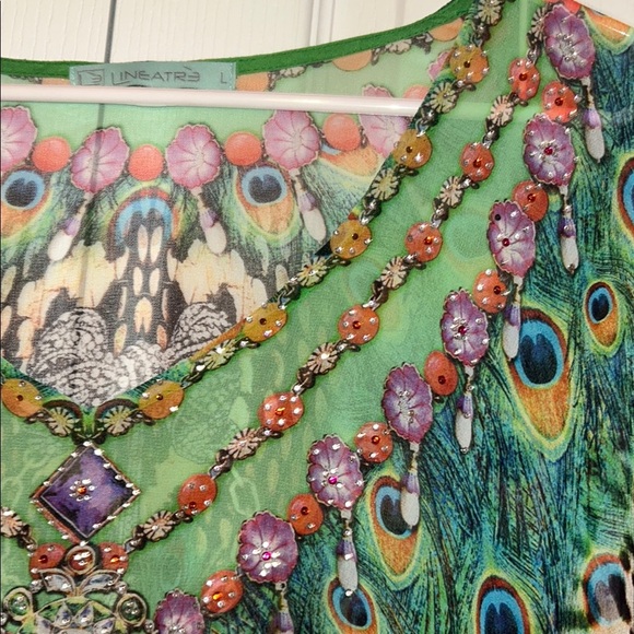 Peacock and Leopard Print Vintage Kaftan - Picture 7 of 9